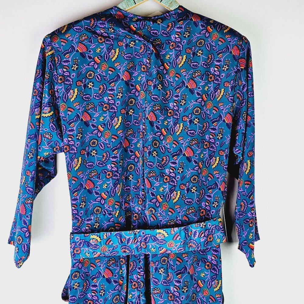 Vtg 1980's Starlo Women's Button Front Midi Belted Floral Dress w/ Pockets Sz 12 - Picture 4 of 10